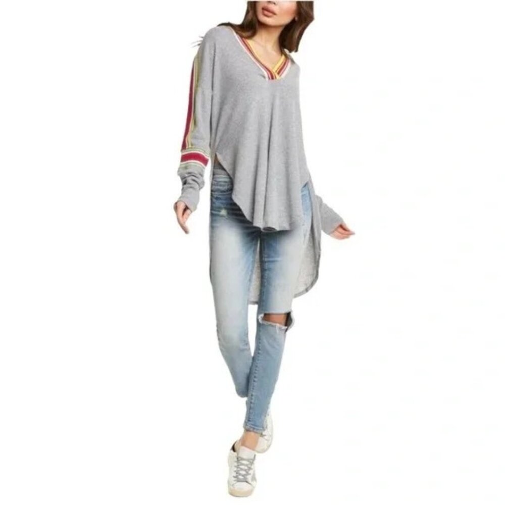Free People Feeling Magical Ribbed Polo Top Sz Large